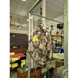LAMPADARIO METALLO E CRISTALLO